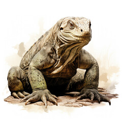 Fototapeta premium watercolor Chameleon Teaclipart, Generative Ai