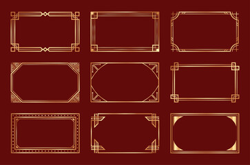 Set golden art deco frames 