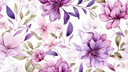 floral watercolor flowers pattern vector illustration 