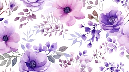 floral watercolor flowers pattern vector illustration 
