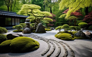 Tranquil Japanese Garden Zen Rocks