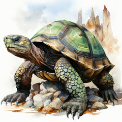 Obraz premium watercolor Tortoise dragon clipart, Generative Ai