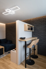 Compact bar counter or dining area in small urban apartment