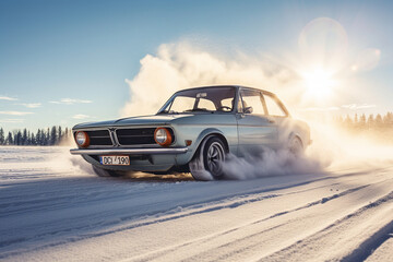 Fototapeta na wymiar car in the snow