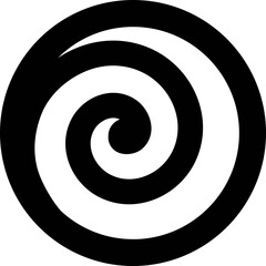 Isolated black and white hypnotic circular spiral. Curve, rotating elelement. Vortex vector illustration, icon, branding. Decorative simple line art geometric object.