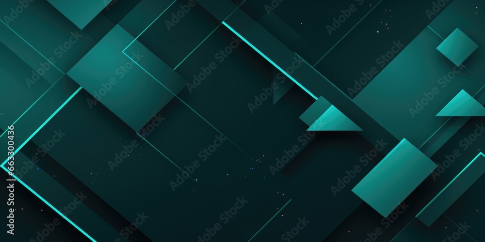 Poster a dark green abstract background with squares and lines.