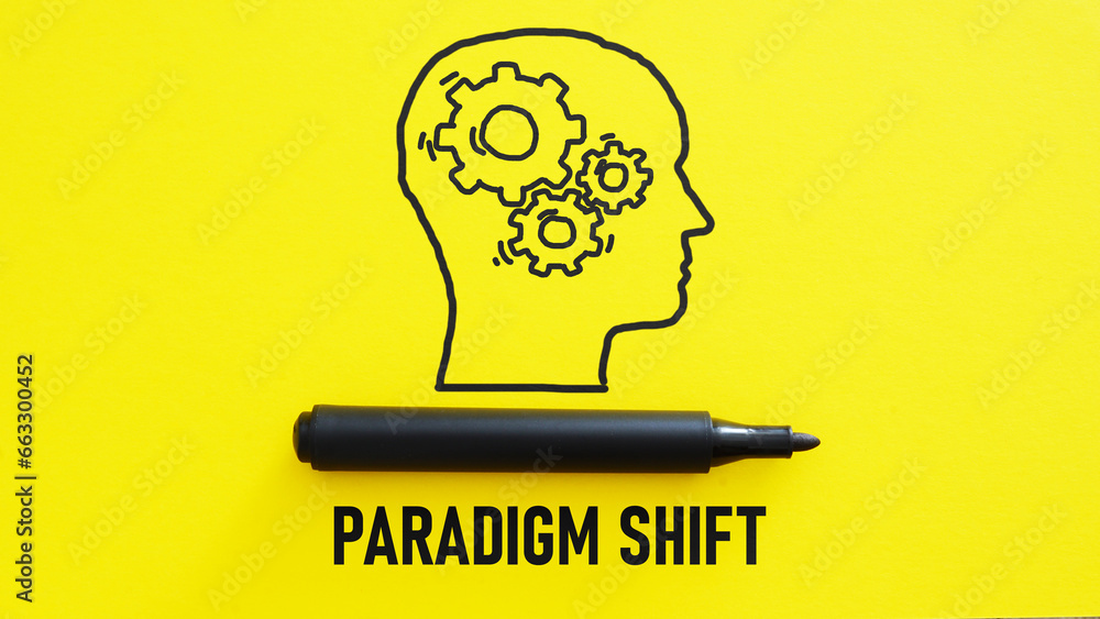 Poster Paradigm shift is shown using the text