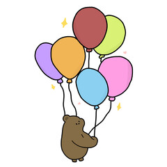 Obraz na płótnie Canvas bear holding balloons