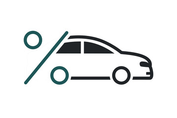 Percentage car icon. Illustration vector
