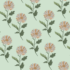 Aster flowers. Seamless pattern. Can be used to decorate textiles, various items as digital wallpaper and other.