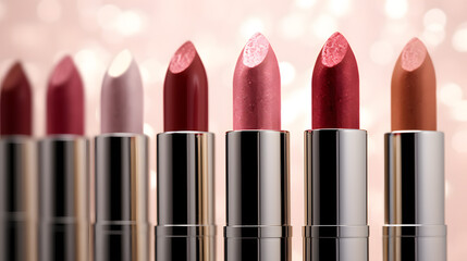 Fototapeta premium A palette of trendy lipstick colors. Decorative cosmetics