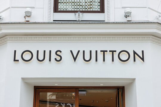 Louis Vuitton store sign in the Oslo town center. 