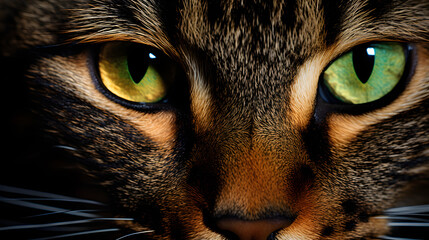 Close-up of the cat's green eyes