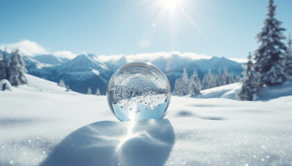 Fototapeta na wymiar winter landscape with snow and globe