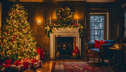A Beautifully Embellished Christmas Tree, Fireplace, and a Joyful Atmosphere