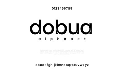 Dobua creative modern urban alphabet font. Digital abstract moslem, futuristic, fashion, sport, minimal technology typography. Simple numeric vector illustration