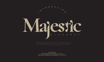 Fototapeta premium Majestic premium luxury elegant alphabet letters and numbers. Elegant wedding typography classic serif font decorative vintage retro. Creative vector illustration