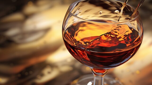 Glass of whiskey with ice cubes isolated on black background. AI generated image