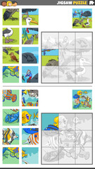 jigsaw puzzle activities set with animal characters