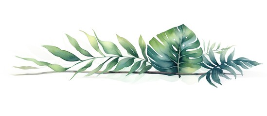 tropical watercolor herbal branch with leaves Cards