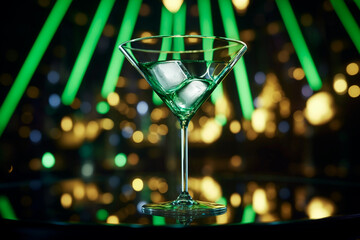 Elegant cocktail dry martini tonic, bar counter festive blurred dark background, background for menu and special offer	