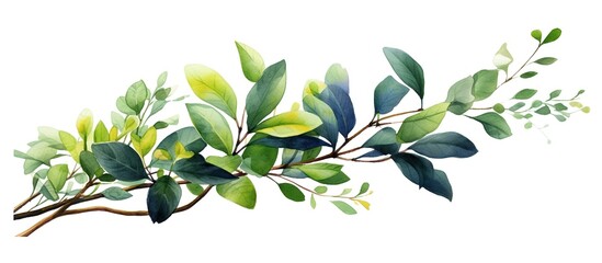 tropical watercolor herbal branch with leaves Cards - obrazy, fototapety, plakaty