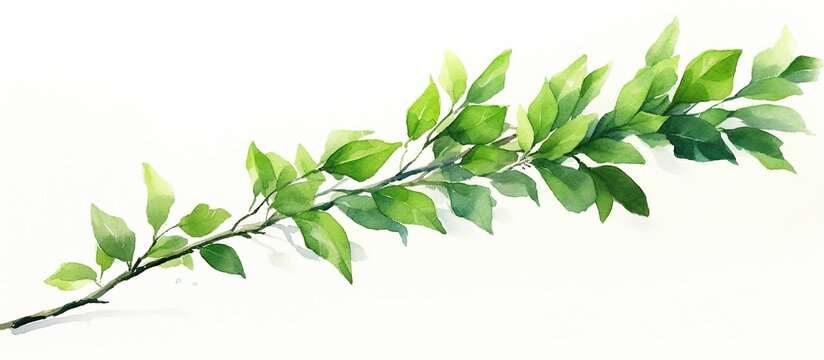 tropical watercolor herbal branch with leaves Cards