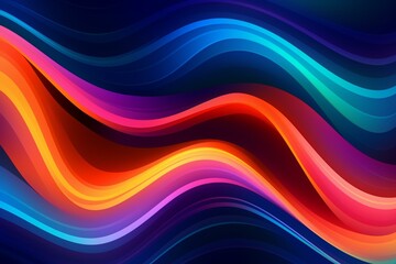 Bright multicolored background with wavy glowing lines forming seamless ornament. Generative AI