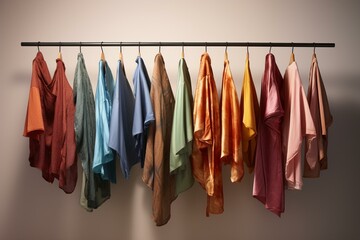 multiple fabric tops arranged in a line, made using modern methods. Generative AI