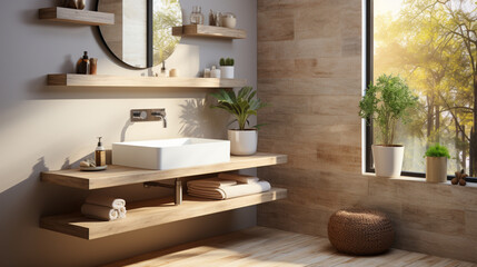small room with modern wash basin for freshening