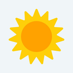 Sun icon, cute cartoon style symbol.