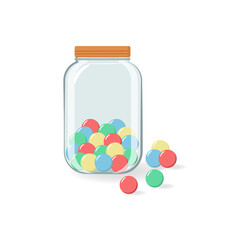 jar glass with balls candies sweet confectionery isolated icon vector illustration