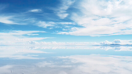Surreal Salt Flats: Mirror Effect Vast Space