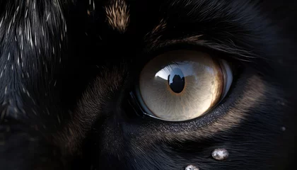 Foto op Plexiglas Black panther eyes closeup. Feline wildlife macro photography © CostantediHubble
