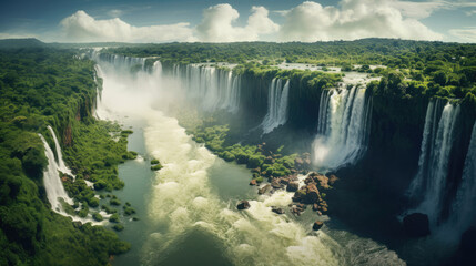 Fototapeta premium Aerial View of Cascading Waterfalls
