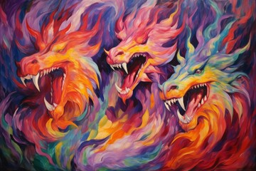 Fire-breathing drakes, smaller relatives of dragons, with fierce temperaments - Generative AI