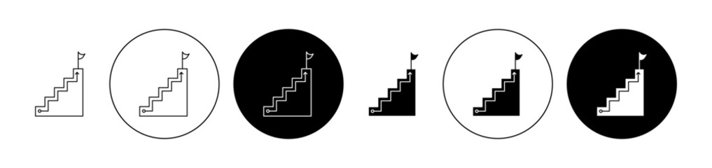 Career ladder icon set. Person promotion progress icon in black color for ui designs.