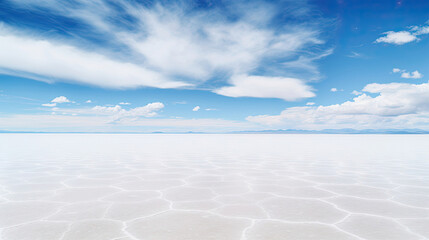 Fototapeta na wymiar World's Largest Mirror Effect: Uyuni Salt Flats Bolivia