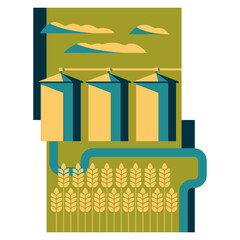 Geometric landscape with silo towers © Blacksmith Graphics