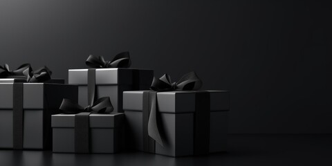 A group of black and white gift boxes, Black Friday background