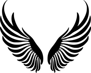 Obraz premium Angel Wings - Black and White Isolated Icon - Vector illustration