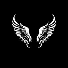 Angel Wings | Black and White Vector illustration