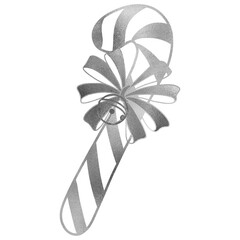 Silver Luxurious Candy Cane With Bow