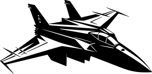 Fighter Jet - Minimalist and Flat Logo - Vector illustration - obrazy, fototapety, plakaty