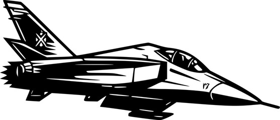 Fototapeta na wymiar Fighter Jet | Minimalist and Simple Silhouette - Vector illustration
