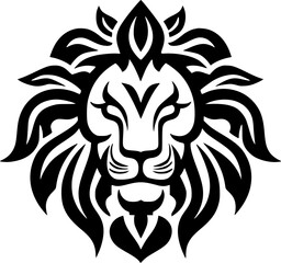 Lion - Black and White Isolated Icon - Vector illustration