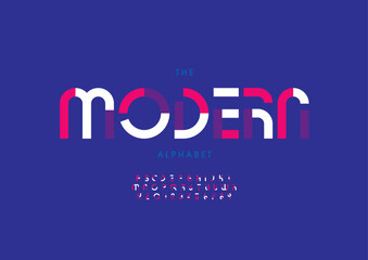 Vector of stylized modern font and alphabet