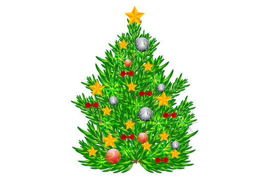 christmas tree isolated on white background, png image