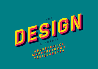 Vector of stylized modern font and alphabet