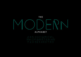 Vector of stylized modern font and alphabet